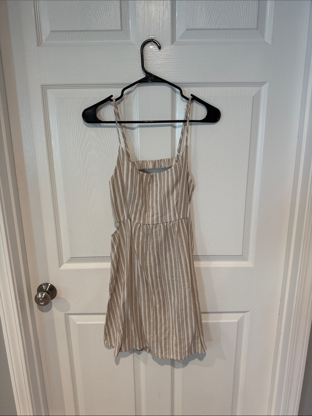 Altar'd State Beige and White Striped Mini  Romper